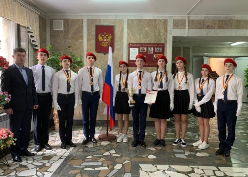Смотр строя и песни юнармейцев школ города Владикавказ